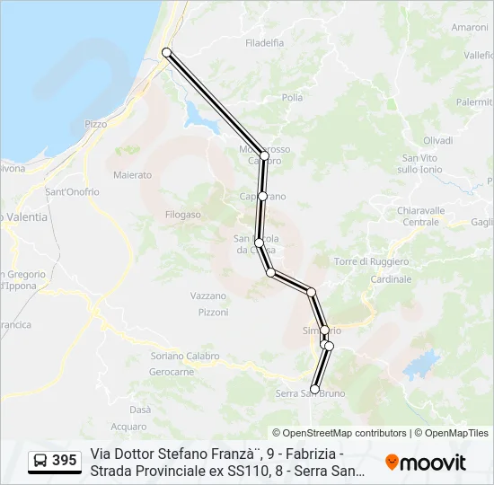 395 Bus Line Map