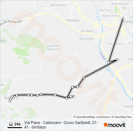 396 Bus Line Map