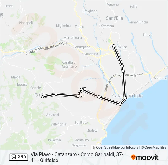 396 Bus Line Map