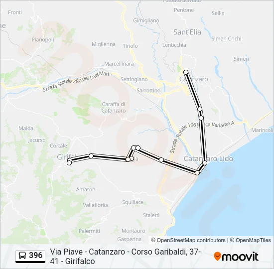396 Bus Line Map
