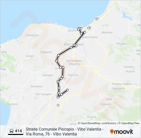 414 Bus Line Map