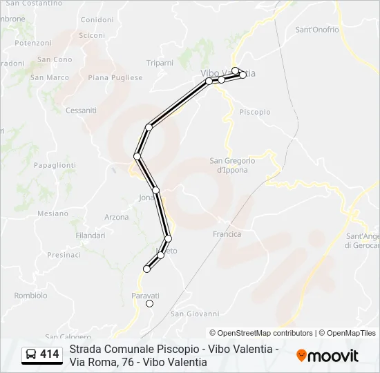 Percorso linea bus 414