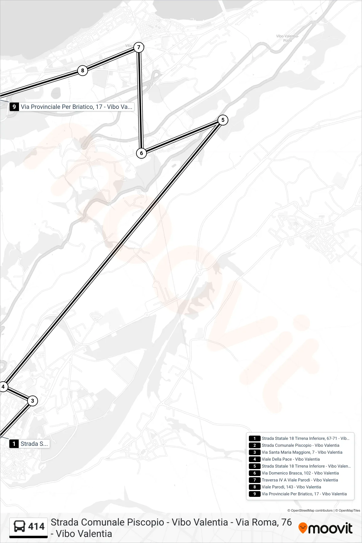 Linea 414  bus (Via Provinciale Per Briatico, 17 - Vibo Valentia) - Percorsi e fermate sulla mappa