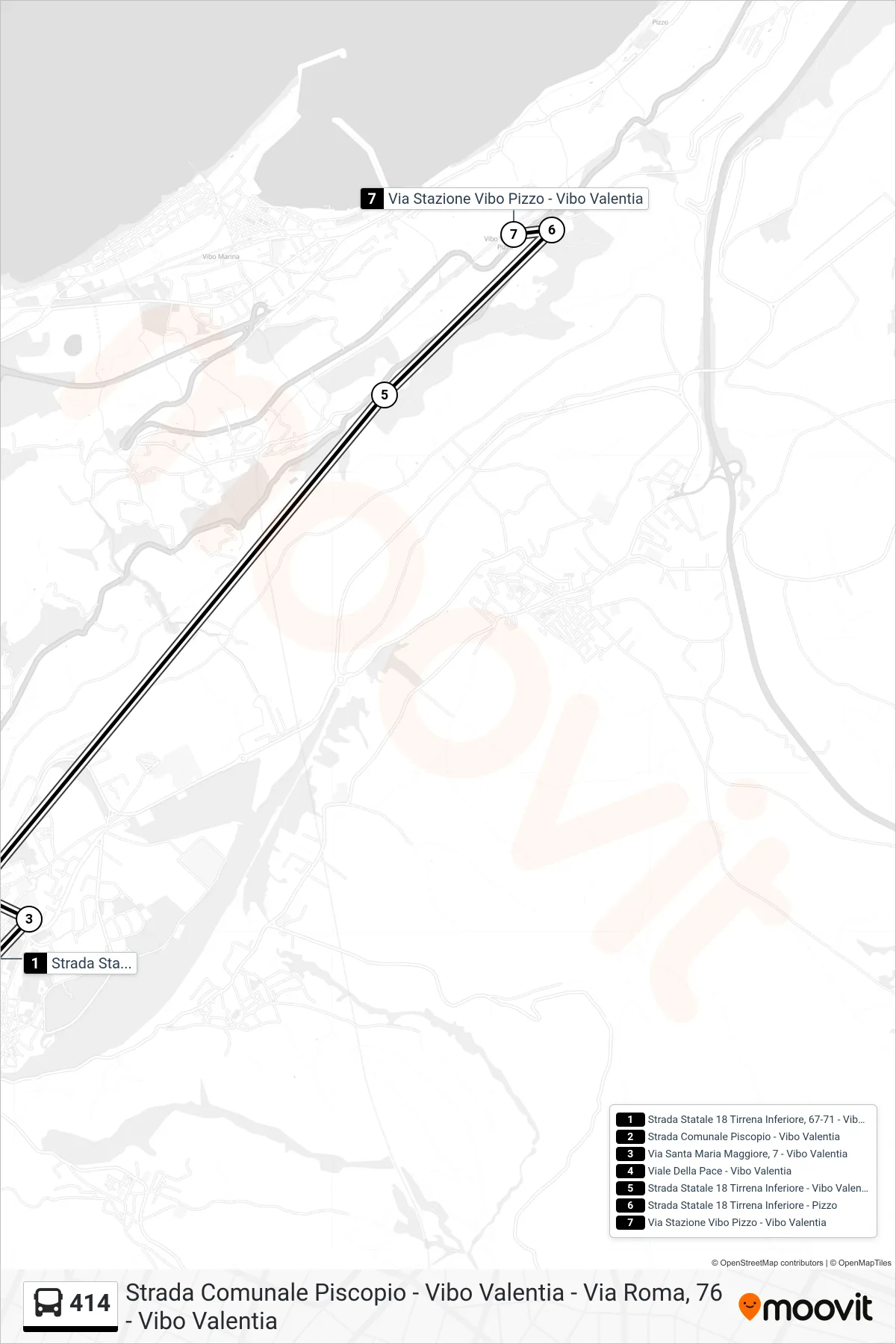 Linea 414 bus (Via Stazione Vibo Pizzo - Vibo Valentia) - Percorsi e fermate sulla mappa