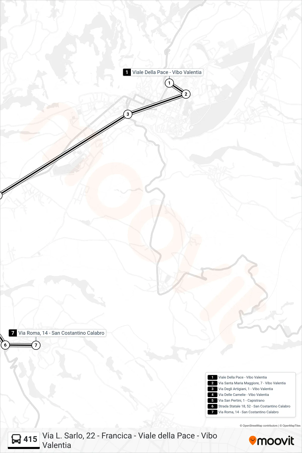 Linea 415  bus (Via Roma, 14 - San Costantino Calabro) - Percorsi e fermate sulla mappa