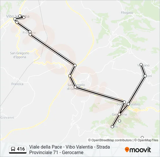 416 Bus Line Map