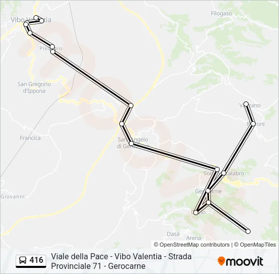 416 Bus Line Map