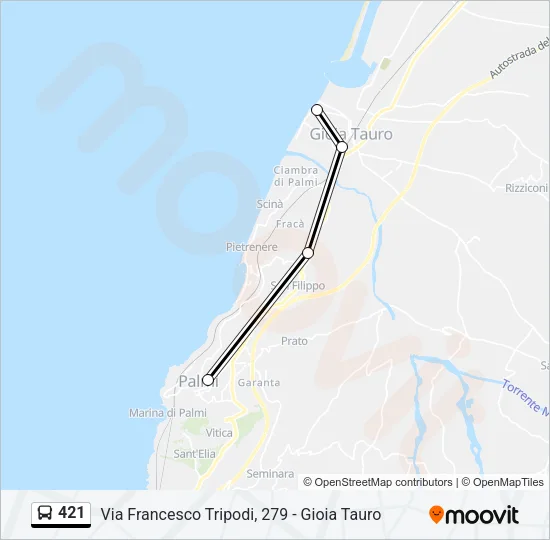 421 Bus Line Map