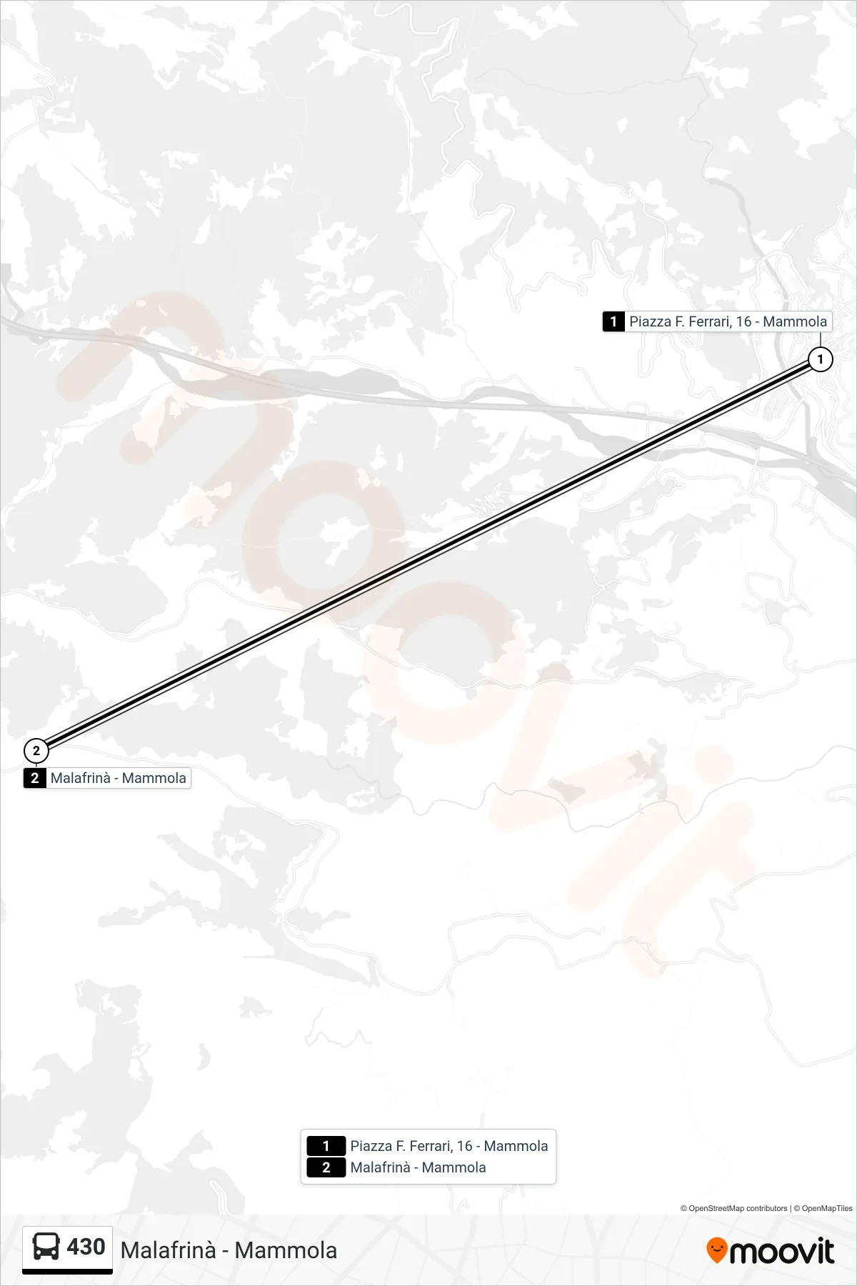 Linea 430 bus (Malafrinà - Mammola) - Percorsi e fermate sulla mappa
