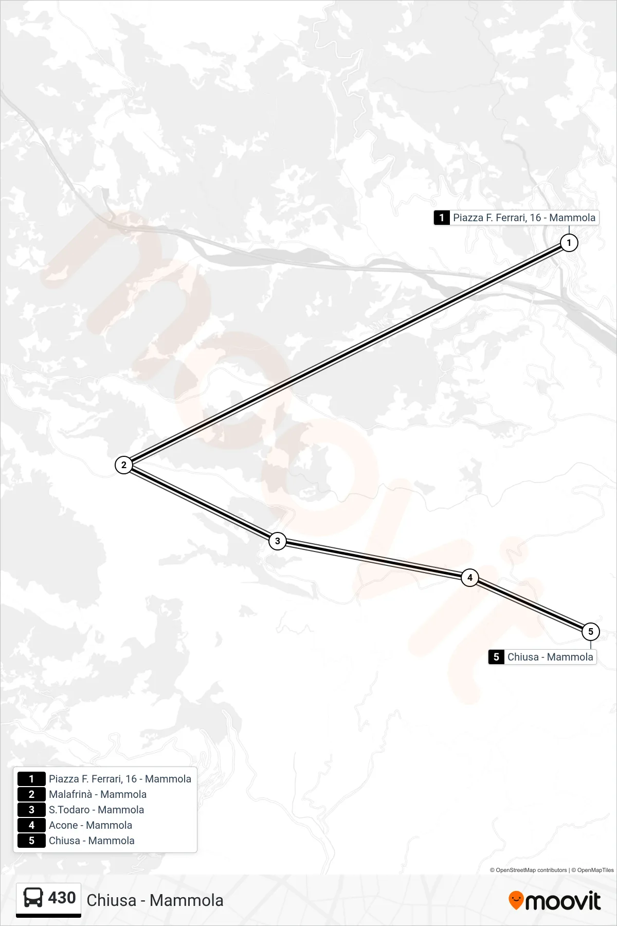 Linea 430  bus (Chiusa - Mammola) - Percorsi e fermate sulla mappa
