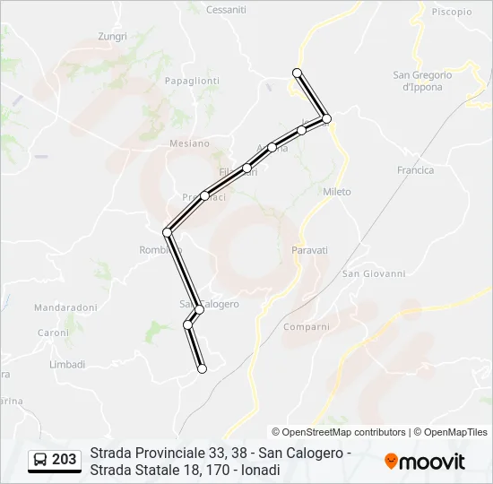 203 Bus Line Map
