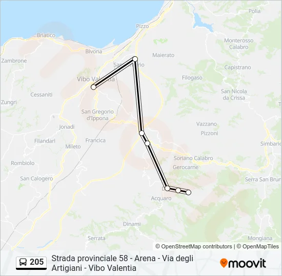 205 Bus Line Map