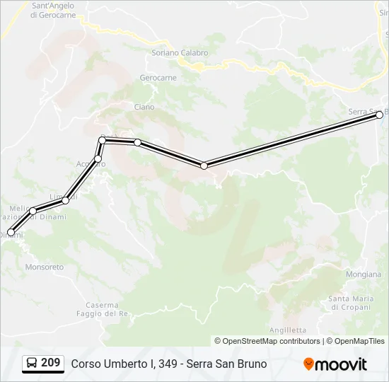 Percorso linea bus 209