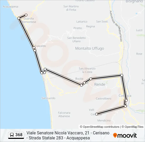 368 Bus Line Map