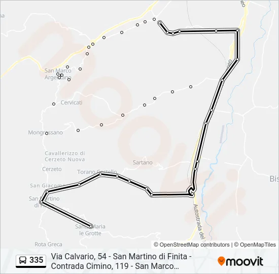 335 Bus Line Map