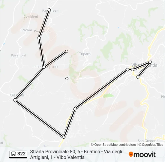 Percorso linea bus 322
