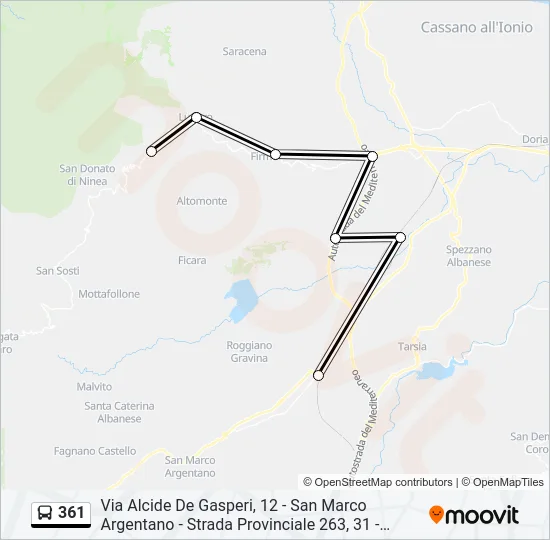 361 Bus Line Map