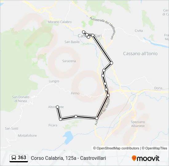 Percorso linea bus 363