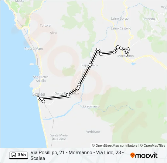 Percorso linea bus 365