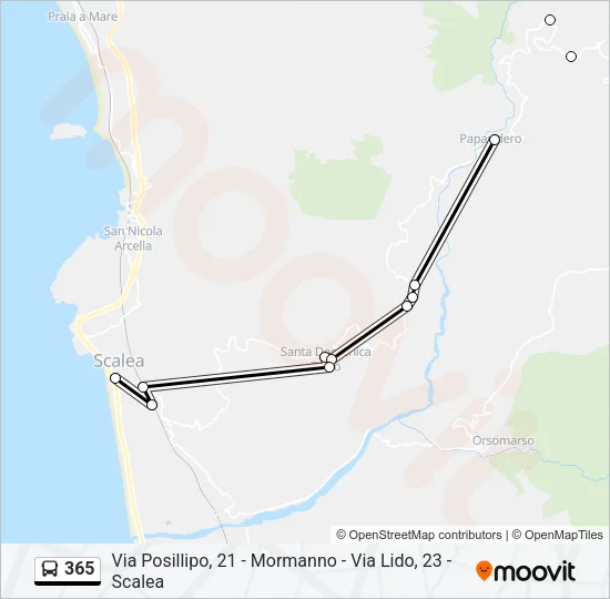 Percorso linea bus 365