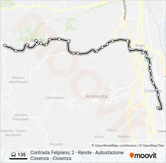 135 Bus Line Map
