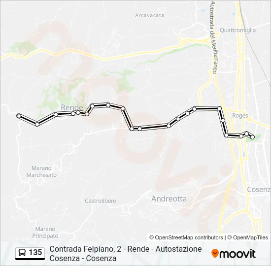 135 Bus Line Map