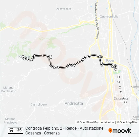 135 Bus Line Map