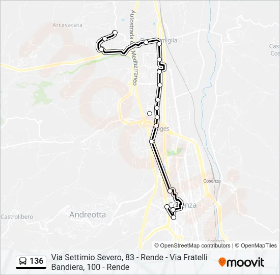 136 Bus Line Map
