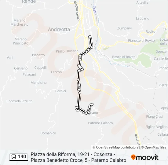 140 Bus Line Map