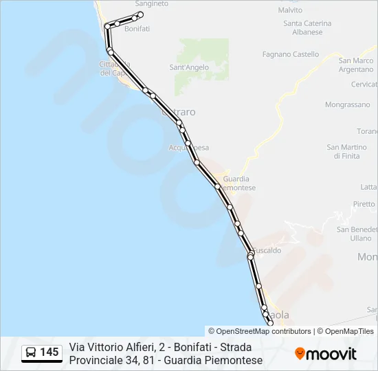 145 Bus Line Map