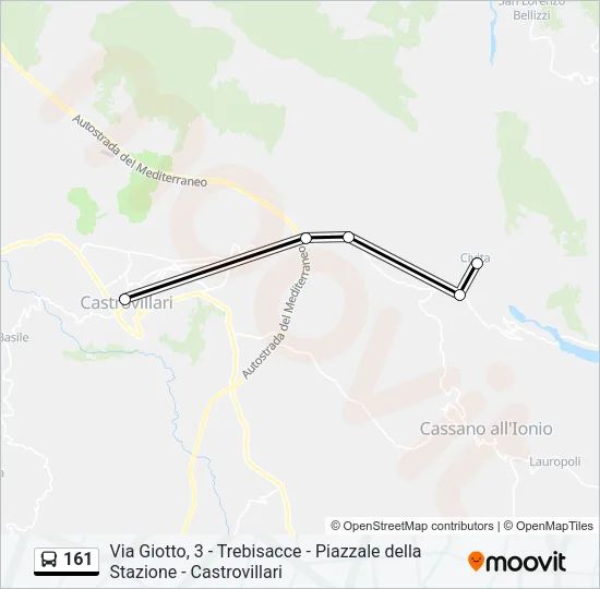 Percorso linea bus 161