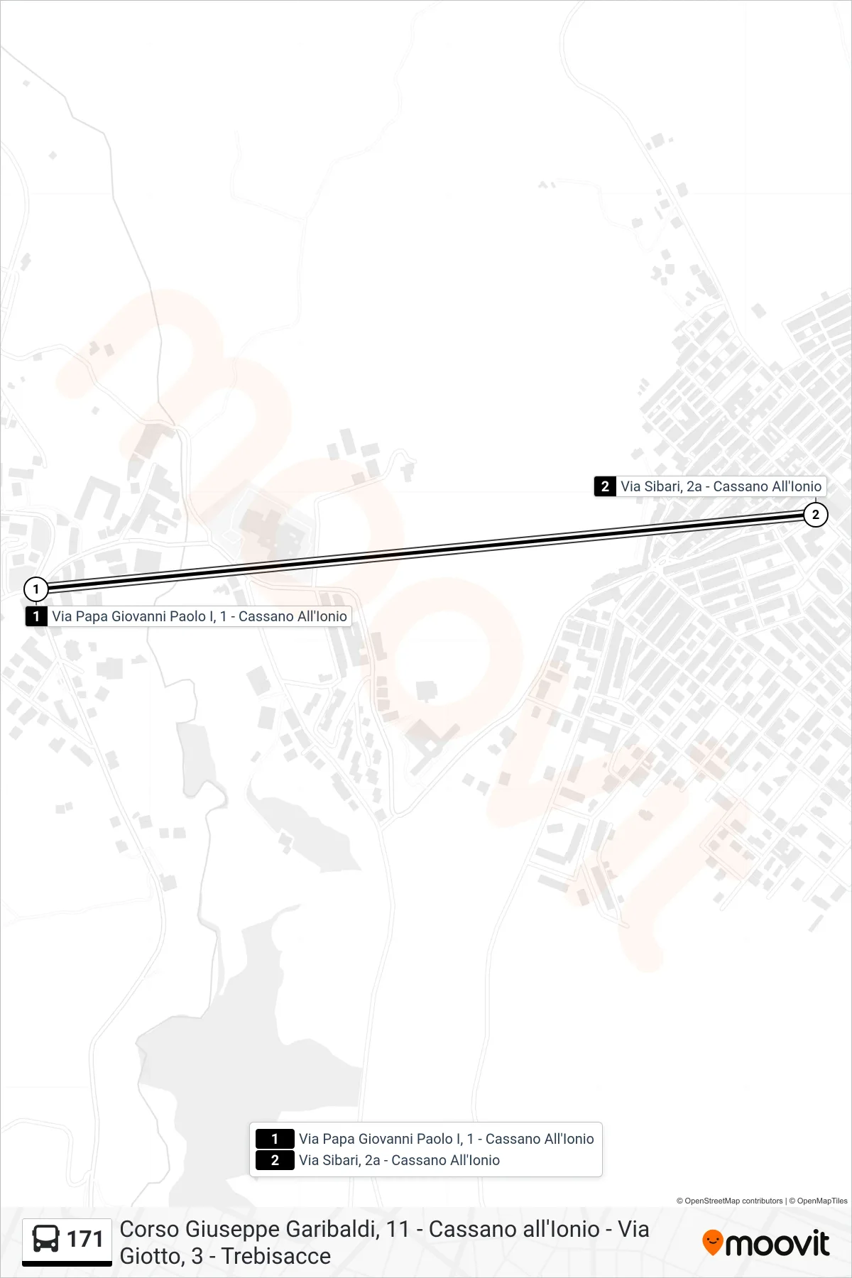 Linea 171  bus (Via Sibari, 2a - Cassano All'Ionio) - Percorsi e fermate sulla mappa