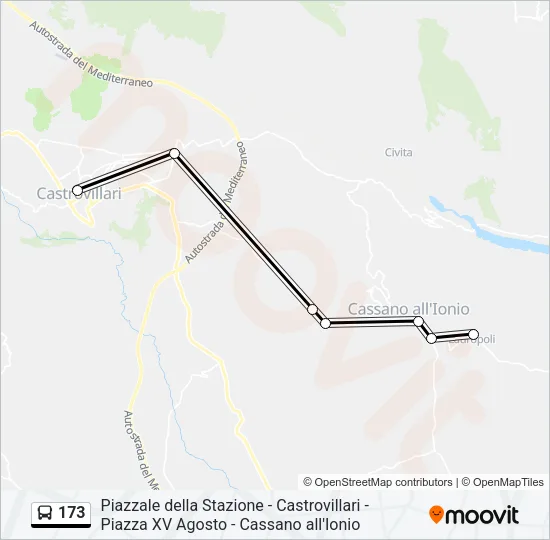 Percorso linea bus 173