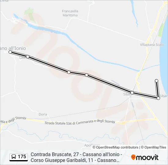 Percorso linea bus 175