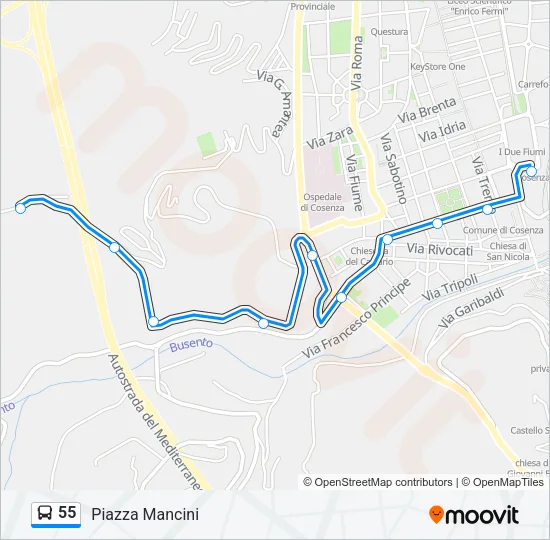 55 Bus Line Map