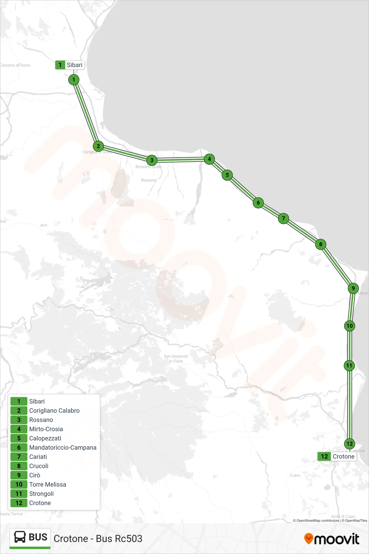 Linea BUS  bus (Crotone - Bus Rc503) - Percorsi e fermate sulla mappa