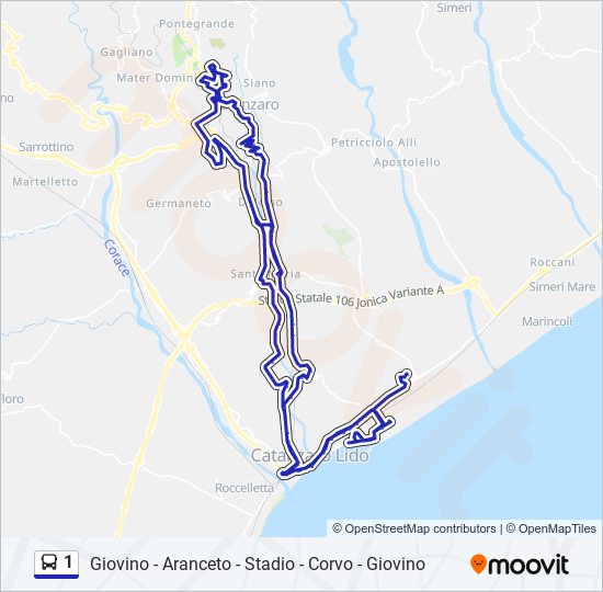 1 bus Line Map