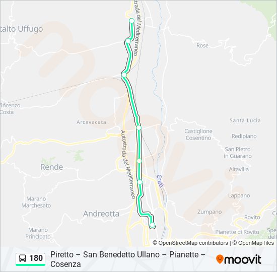 Percorso linea bus 180