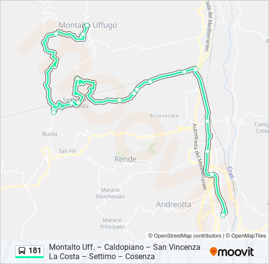 Percorso linea bus 181