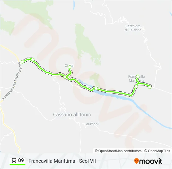 Percorso linea  09