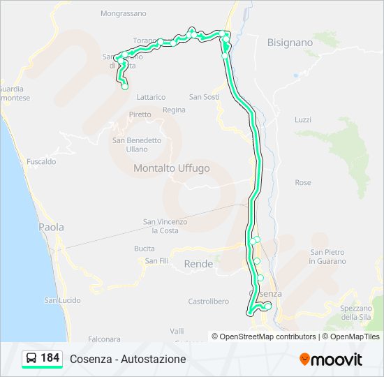 Percorso linea bus 184