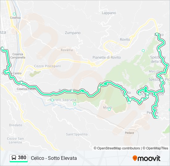 Percorso linea bus 380