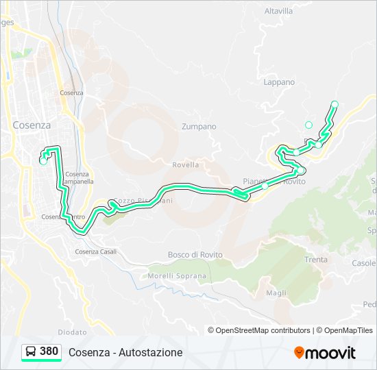 380 bus Line Map