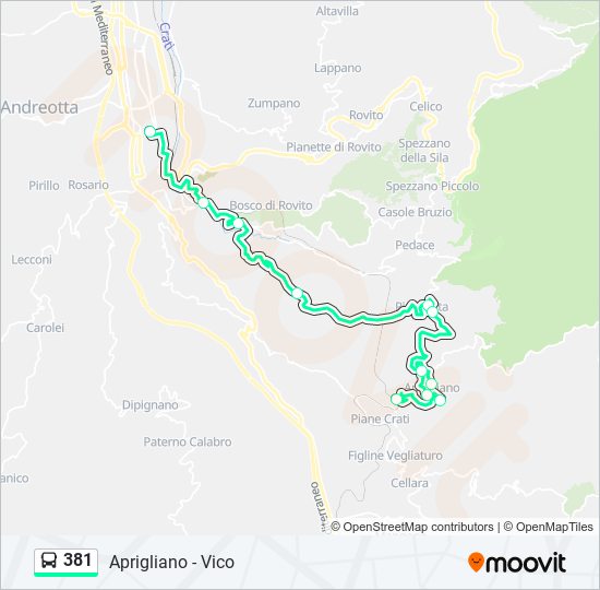 Percorso linea bus 381