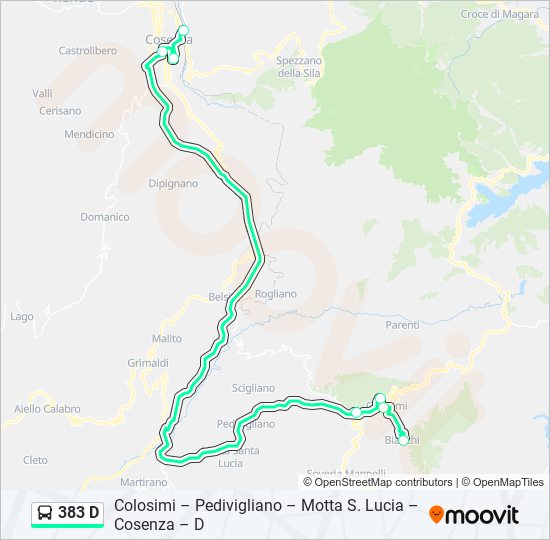 383 D bus Line Map