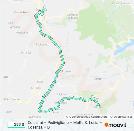 Percorso linea bus 383 D