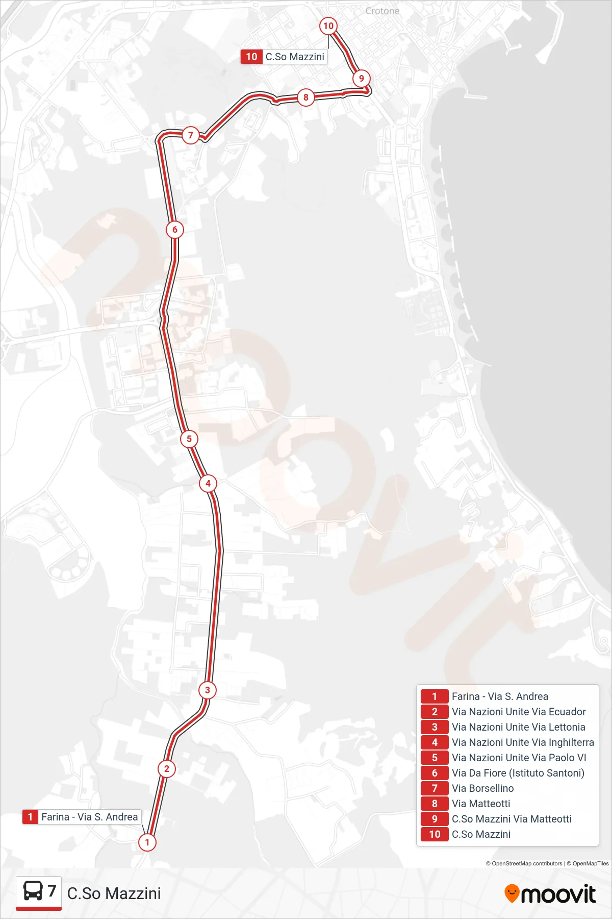 Linea 7 bus (C.So Mazzini) - Percorsi e fermate sulla mappa