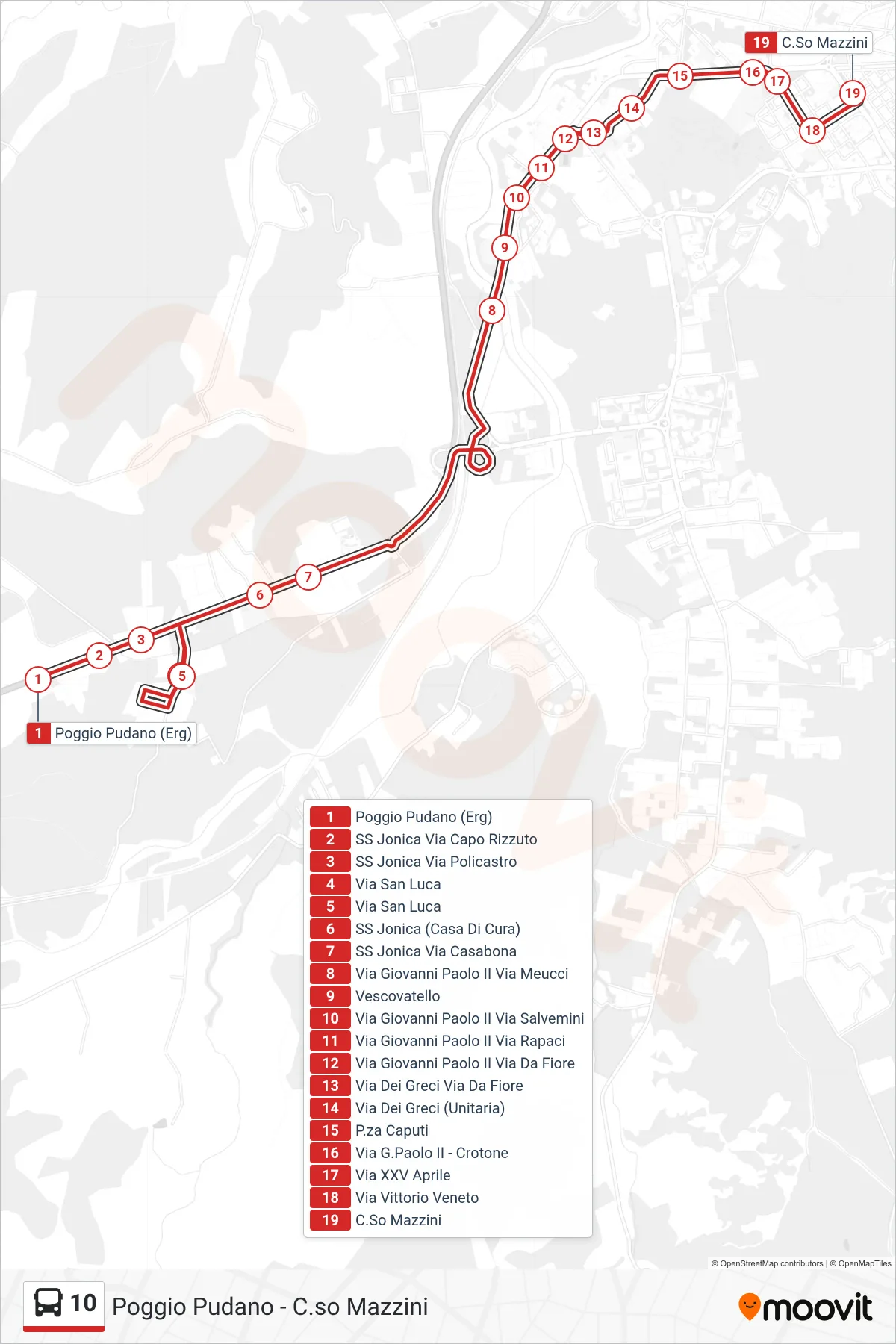 Linea 10 bus (C.So Mazzini > Via San Luca) - Percorsi e fermate sulla mappa