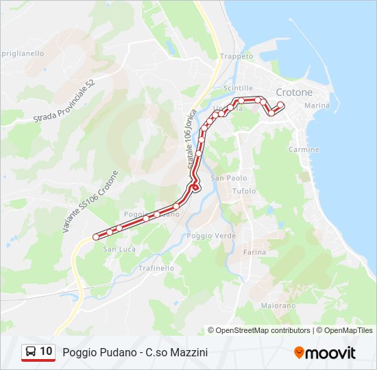 Percorso linea bus 10