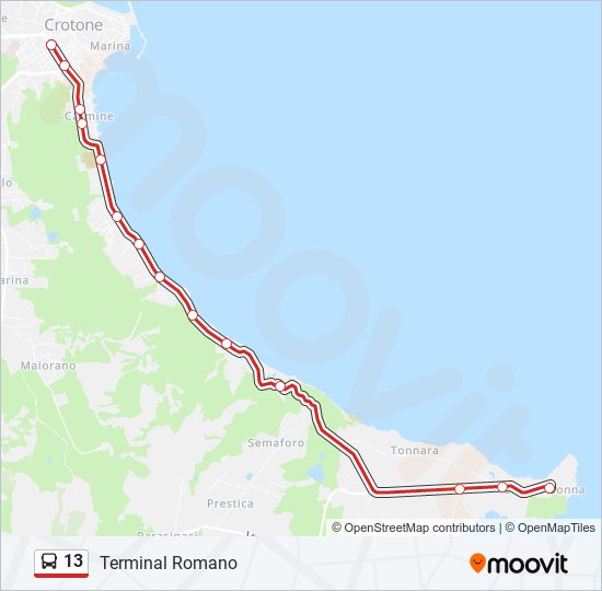 Percorso linea bus 13